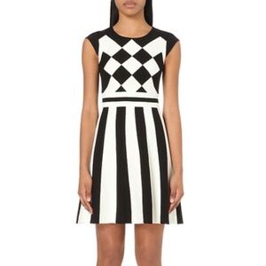 Karen Millen Black and White Checkered/Striped Dress